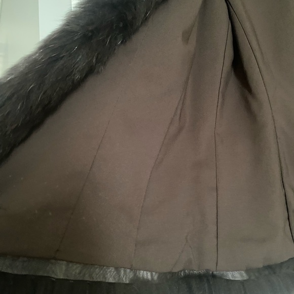 Lafayette 148 New York Brown Leather Jacket with Cropped Fit Fur Trim 100% Fox - Picture 7 of 13